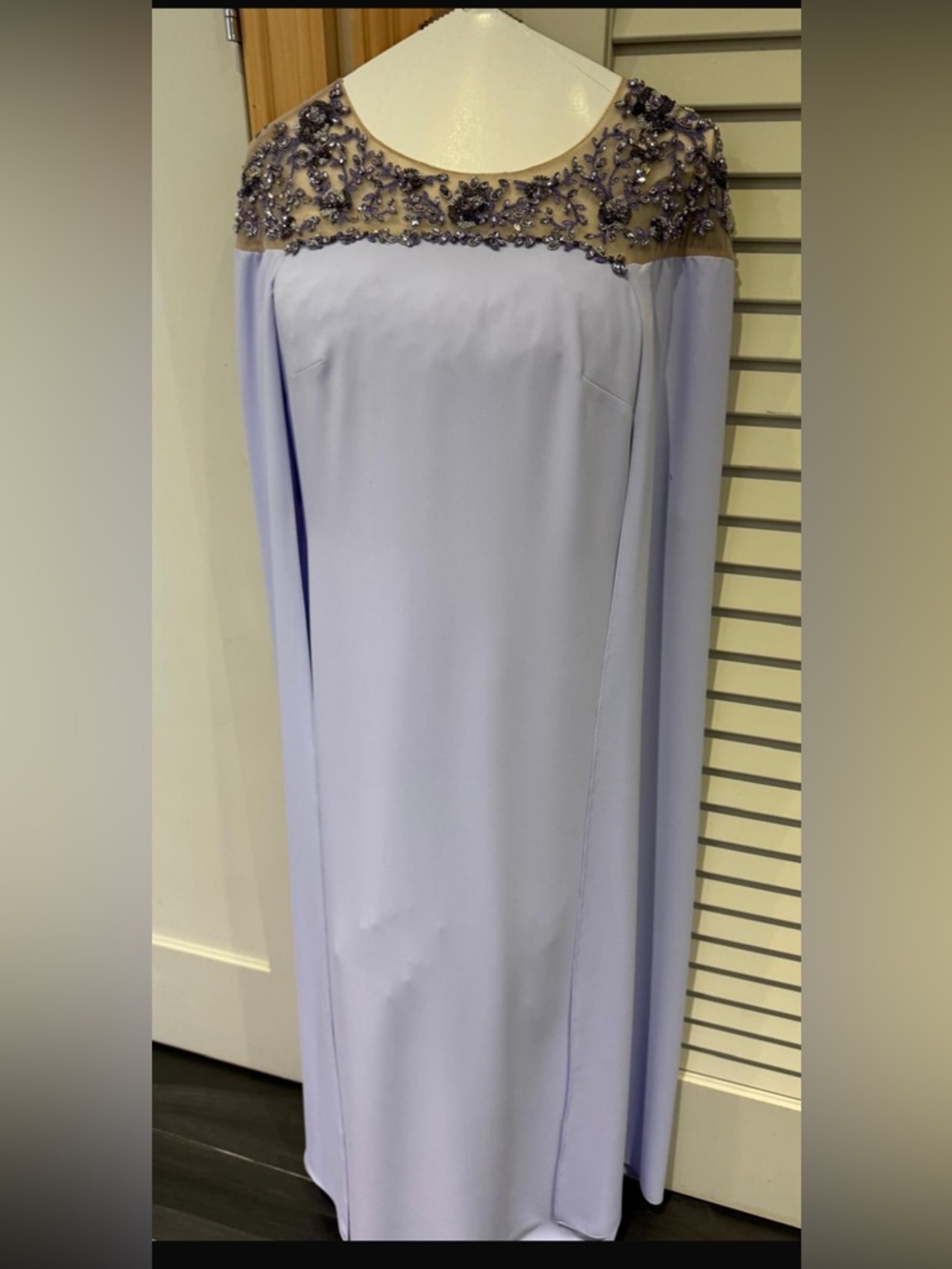 Lavender Beaded Long Sleeve Evening Dress